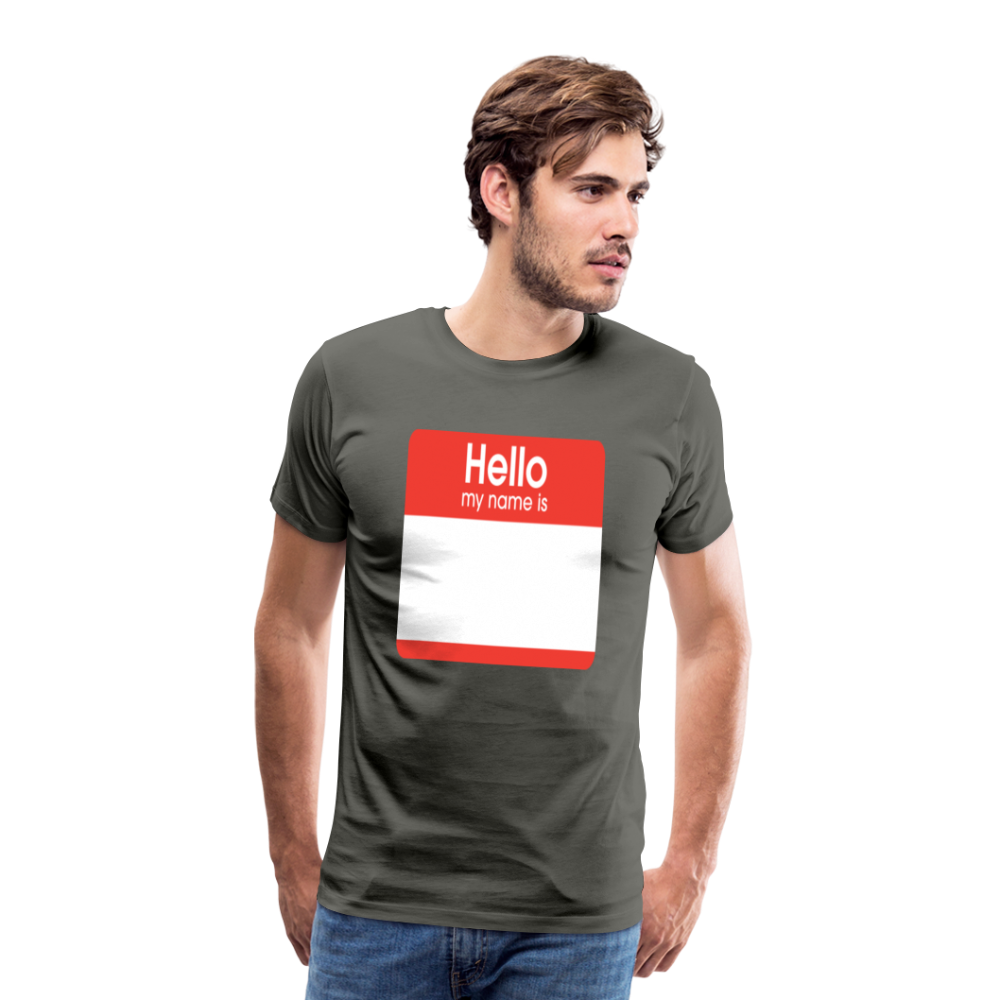 Hello My Name Is Red customizable template Men's Premium T-Shirt add your own photos, images, designs, quotes, texts, and more - asphalt gray