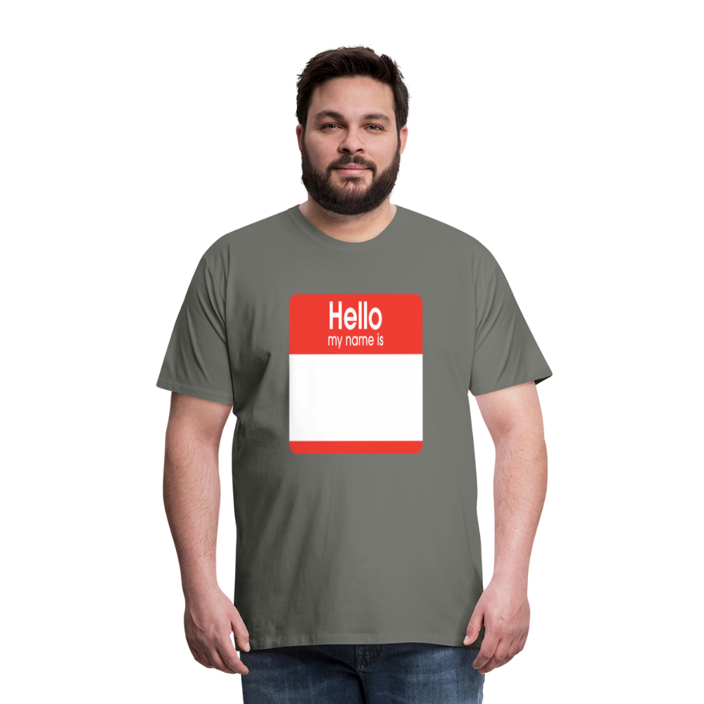 Hello My Name Is Red customizable template Men's Premium T-Shirt add your own photos, images, designs, quotes, texts, and more - asphalt gray