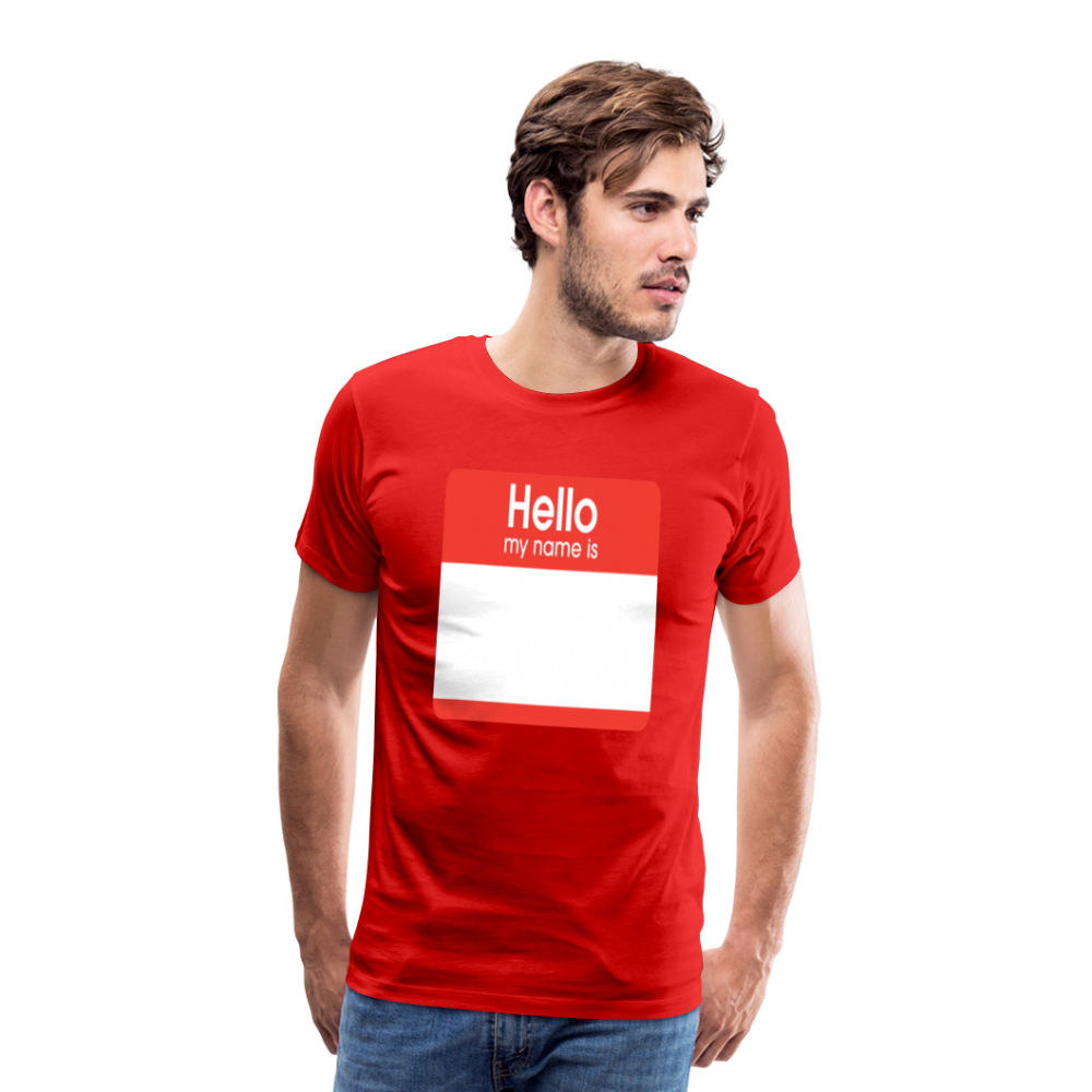 Hello My Name Is Red customizable template Men's Premium T-Shirt add your own photos, images, designs, quotes, texts, and more - red