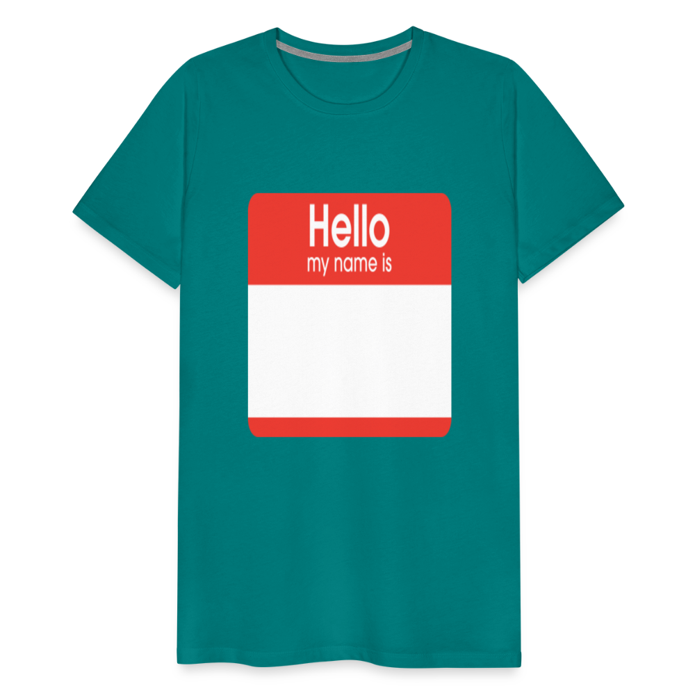 Hello My Name Is Red customizable template Men's Premium T-Shirt add your own photos, images, designs, quotes, texts, and more - teal