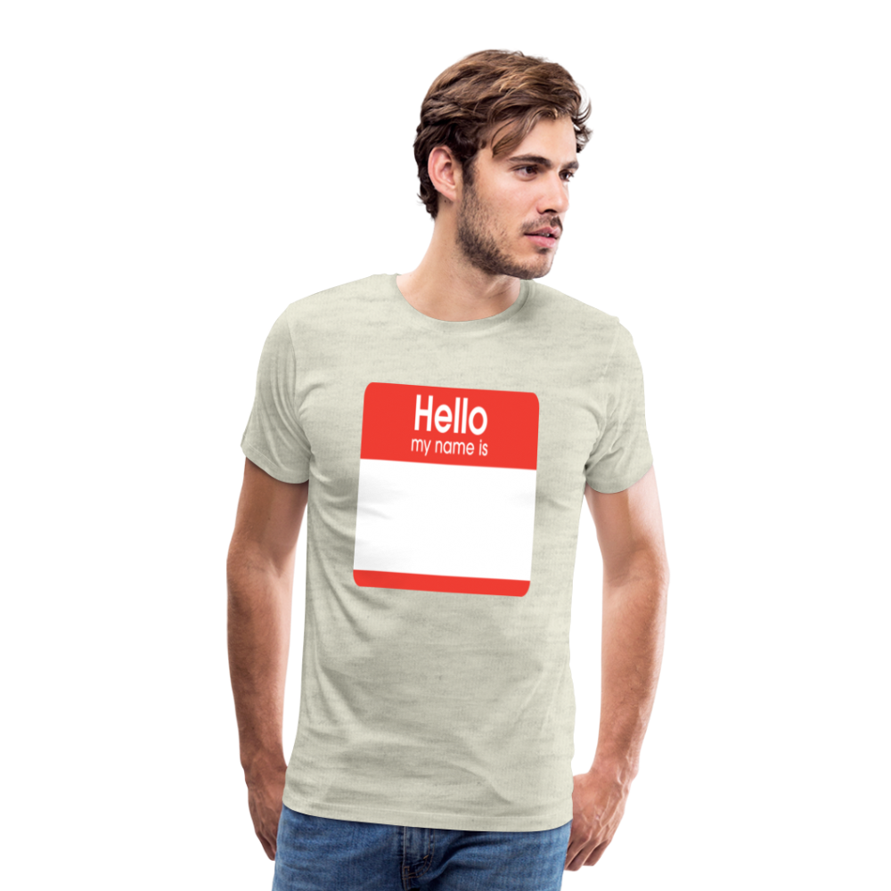 Hello My Name Is Red customizable template Men's Premium T-Shirt add your own photos, images, designs, quotes, texts, and more - heather oatmeal