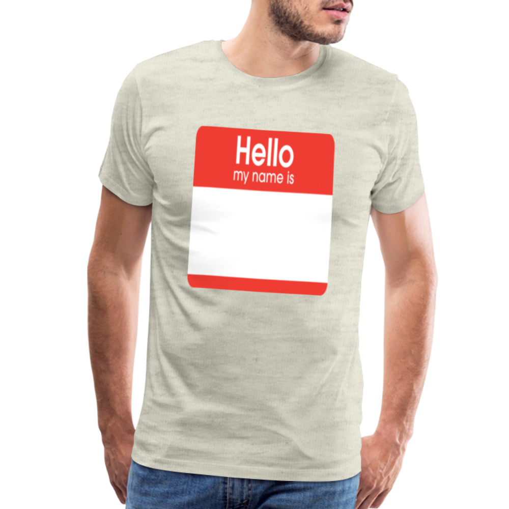 Hello My Name Is Red customizable template Men's Premium T-Shirt add your own photos, images, designs, quotes, texts, and more - heather oatmeal