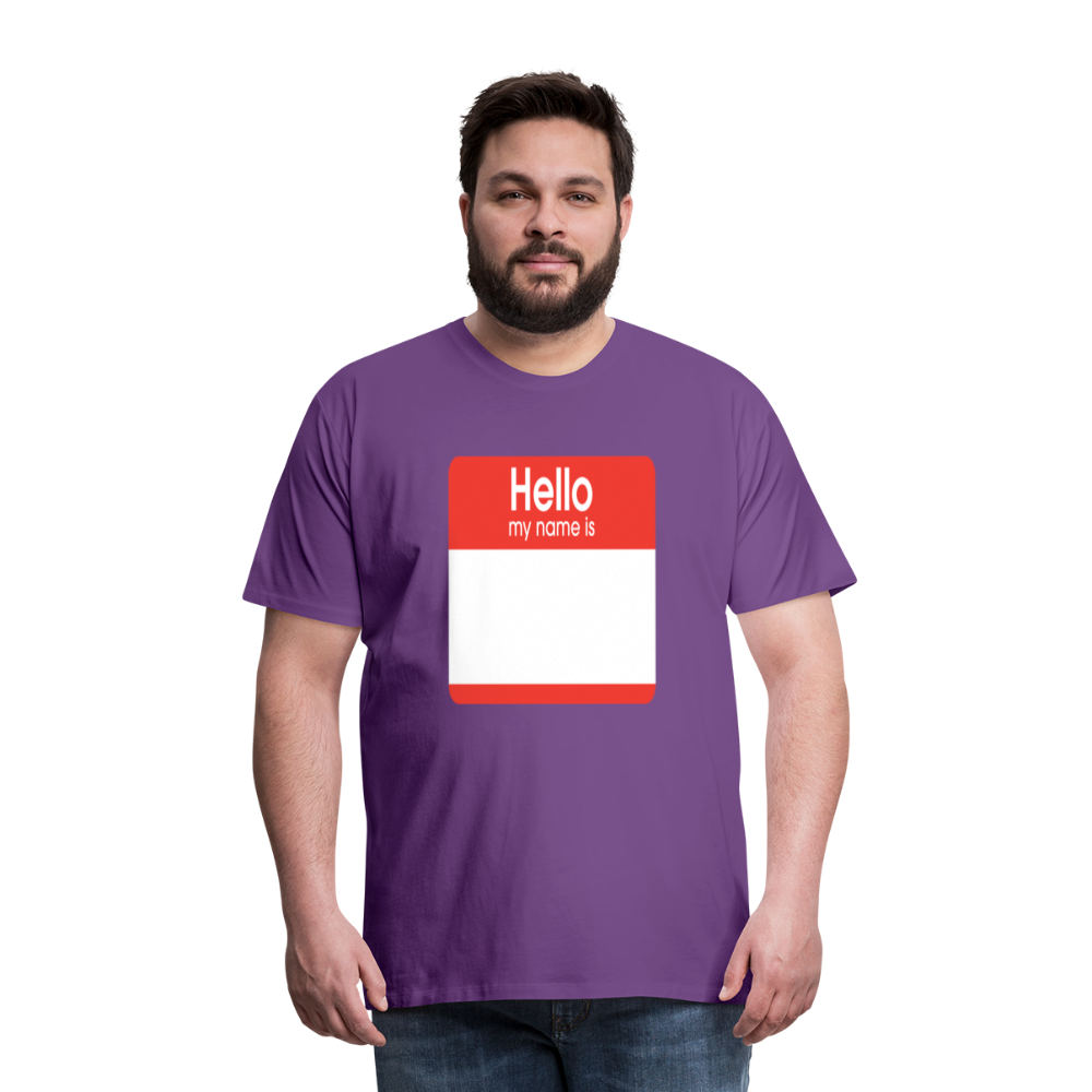 Hello My Name Is Red customizable template Men's Premium T-Shirt add your own photos, images, designs, quotes, texts, and more - purple
