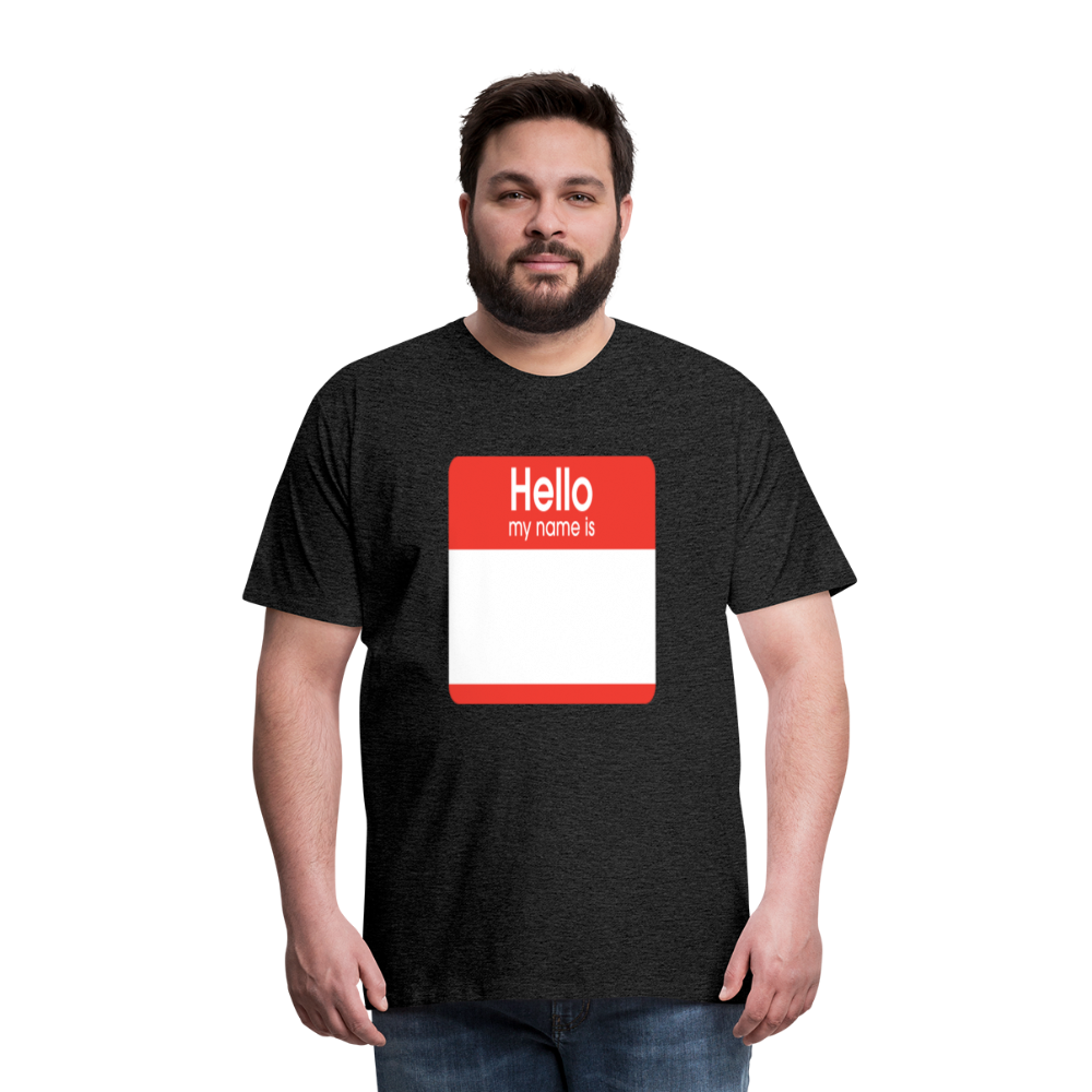 Hello My Name Is Red customizable template Men's Premium T-Shirt add your own photos, images, designs, quotes, texts, and more - charcoal grey