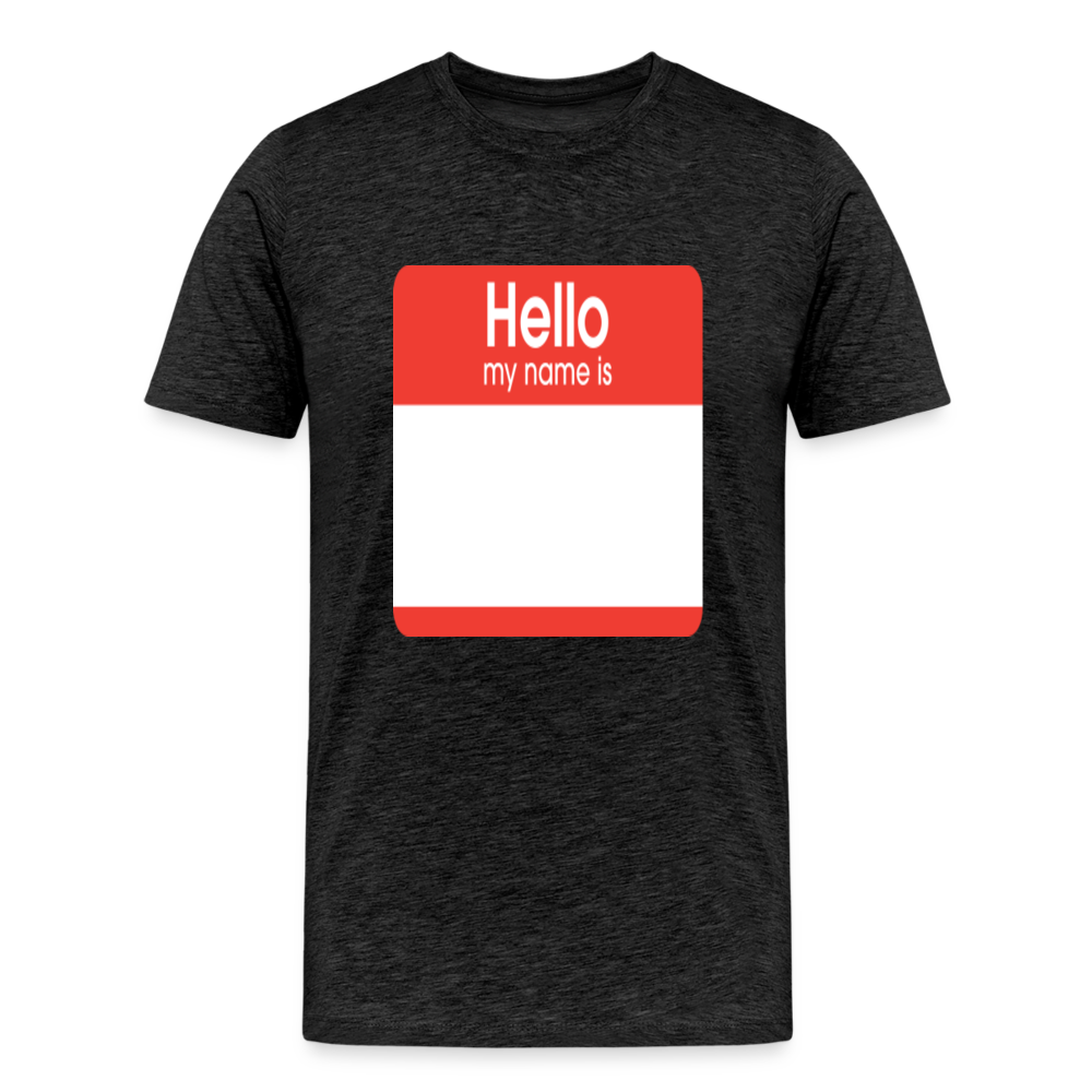 Hello My Name Is Red customizable template Men's Premium T-Shirt add your own photos, images, designs, quotes, texts, and more - charcoal grey