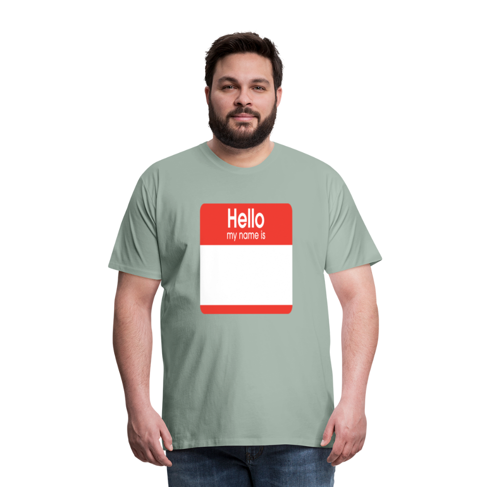 Hello My Name Is Red customizable template Men's Premium T-Shirt add your own photos, images, designs, quotes, texts, and more - steel green
