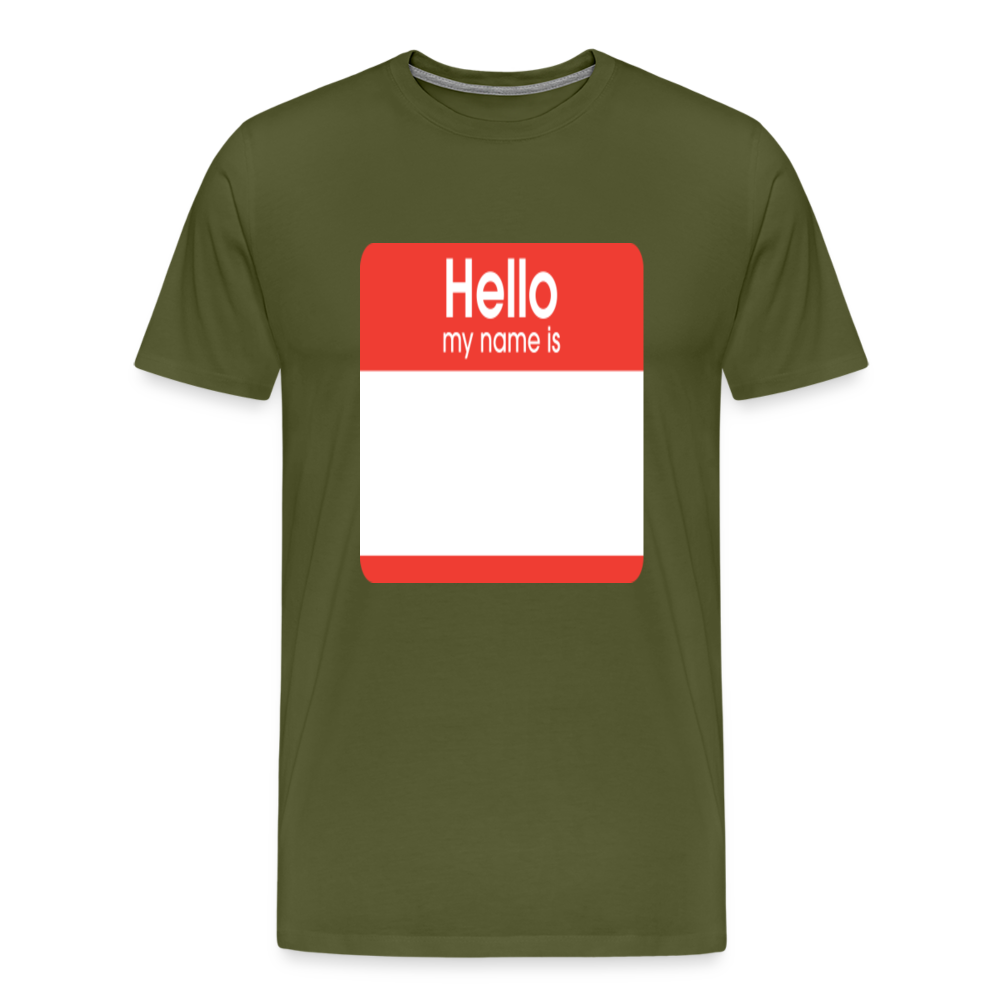Hello My Name Is Red customizable template Men's Premium T-Shirt add your own photos, images, designs, quotes, texts, and more - olive green