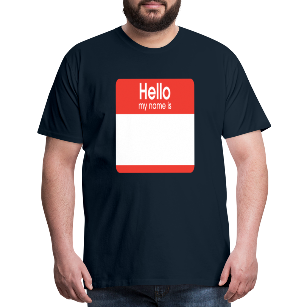 Hello My Name Is Red customizable template Men's Premium T-Shirt add your own photos, images, designs, quotes, texts, and more - deep navy