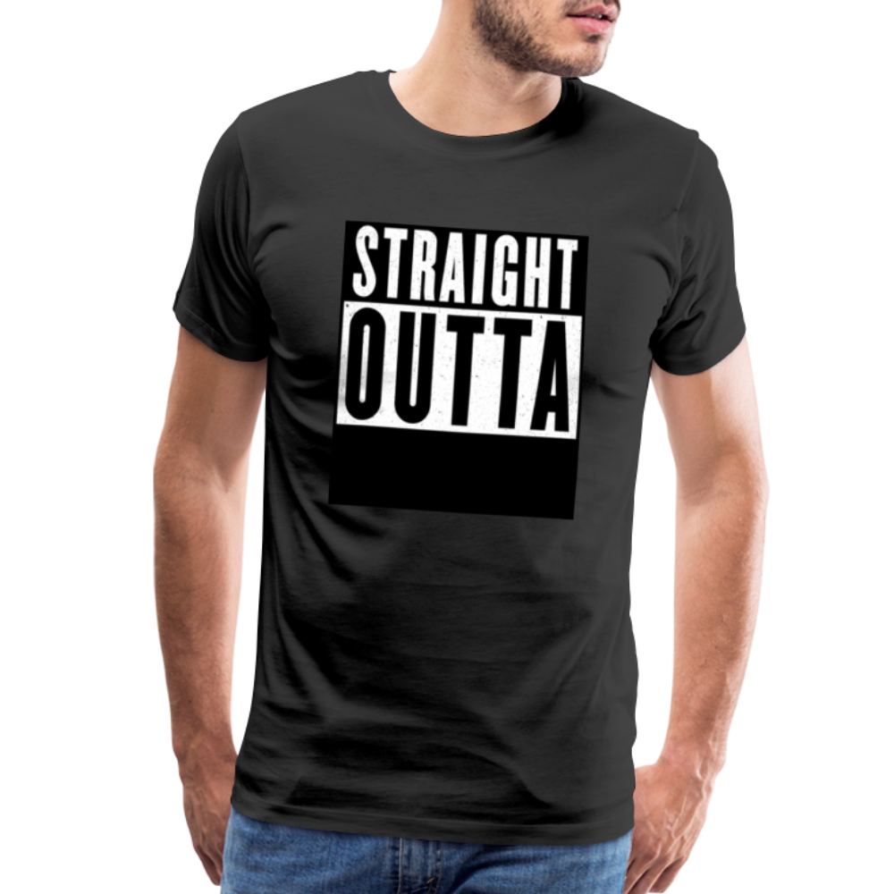 Straight Outta customizable personalized design template Men's Premium T-Shirt add your own photos, images, designs, quotes, texts, and more - black