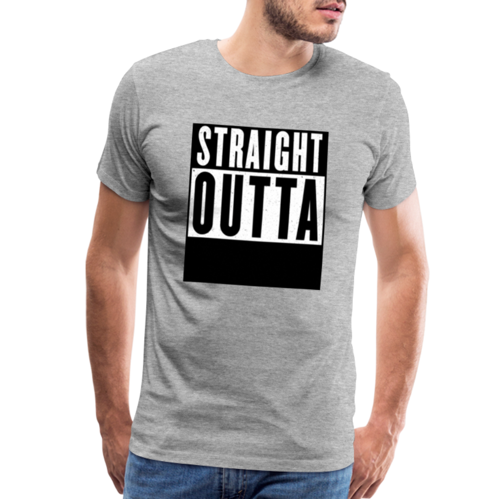 Straight Outta customizable personalized design template Men's Premium T-Shirt add your own photos, images, designs, quotes, texts, and more - heather gray