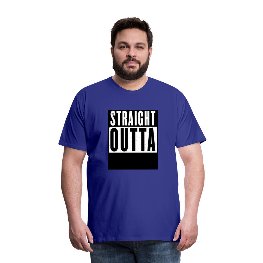 Straight Outta customizable personalized design template Men's Premium T-Shirt add your own photos, images, designs, quotes, texts, and more - royal blue