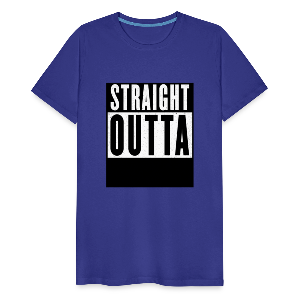 Straight Outta customizable personalized design template Men's Premium T-Shirt add your own photos, images, designs, quotes, texts, and more - royal blue