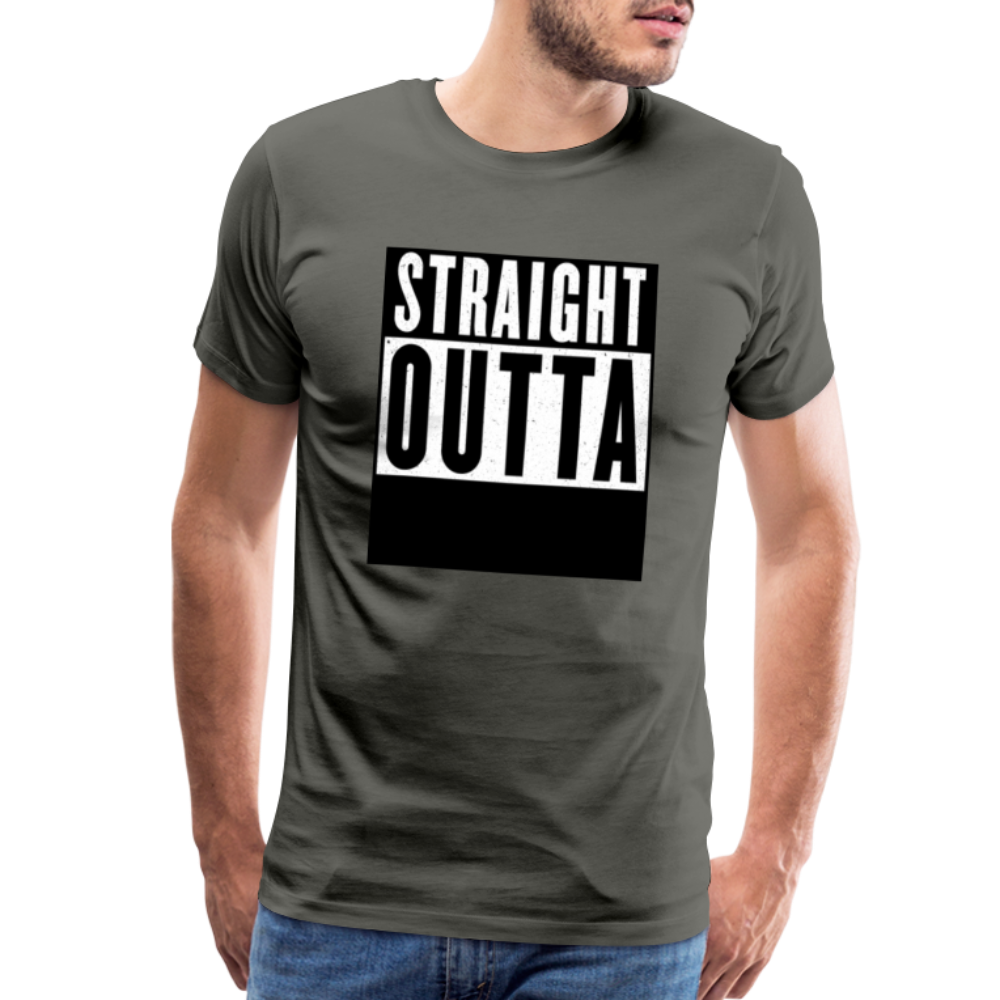 Straight Outta customizable personalized design template Men's Premium T-Shirt add your own photos, images, designs, quotes, texts, and more - asphalt gray