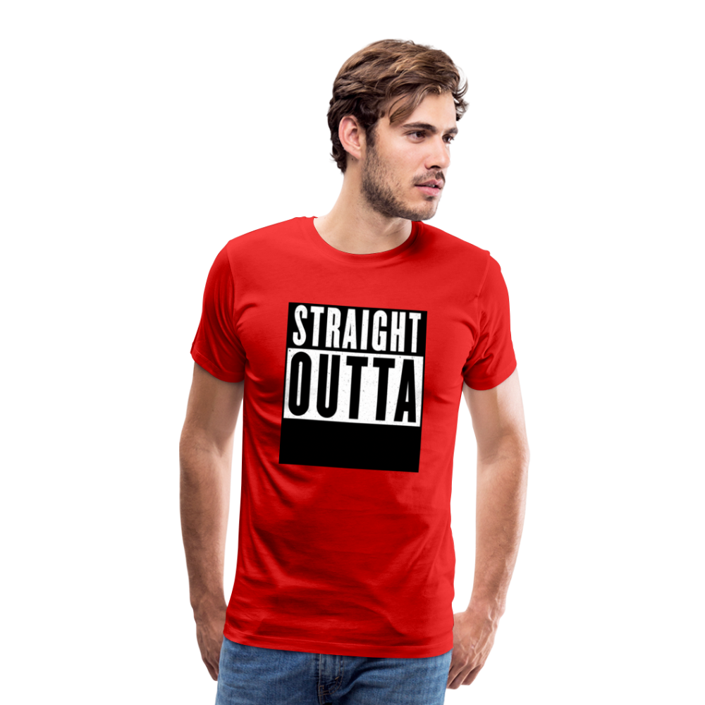 Straight Outta customizable personalized design template Men's Premium T-Shirt add your own photos, images, designs, quotes, texts, and more - red