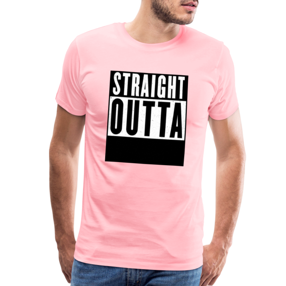Straight Outta customizable personalized design template Men's Premium T-Shirt add your own photos, images, designs, quotes, texts, and more - pink