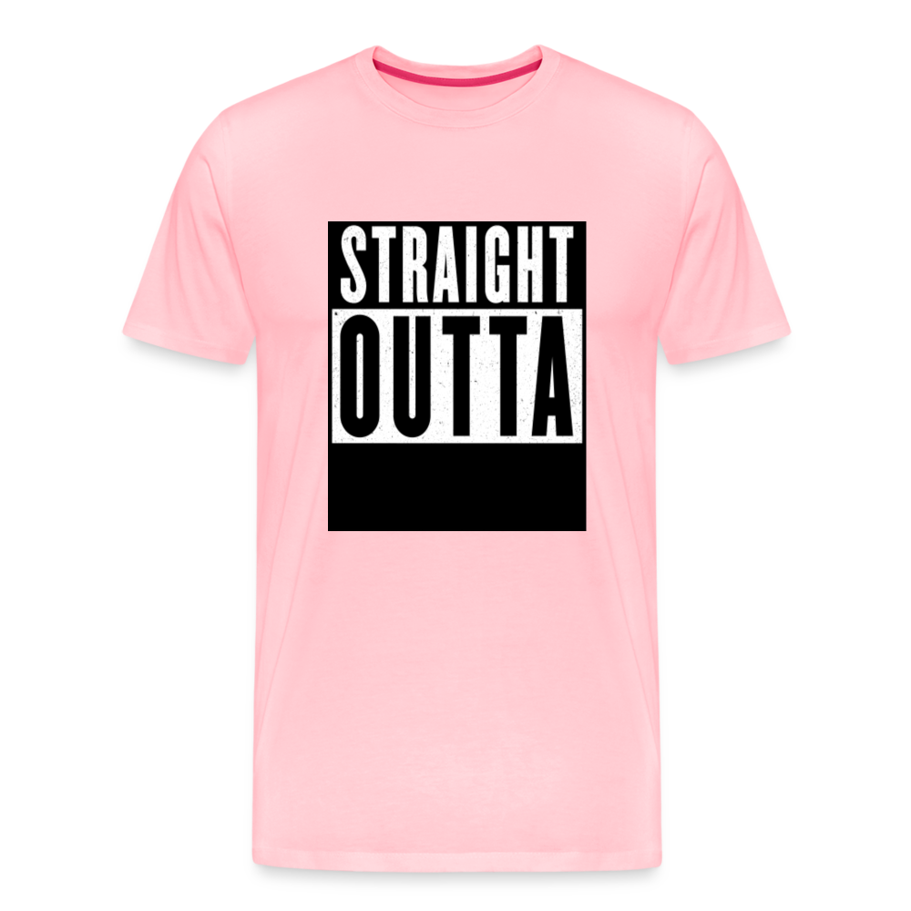 Straight Outta customizable personalized design template Men's Premium T-Shirt add your own photos, images, designs, quotes, texts, and more - pink