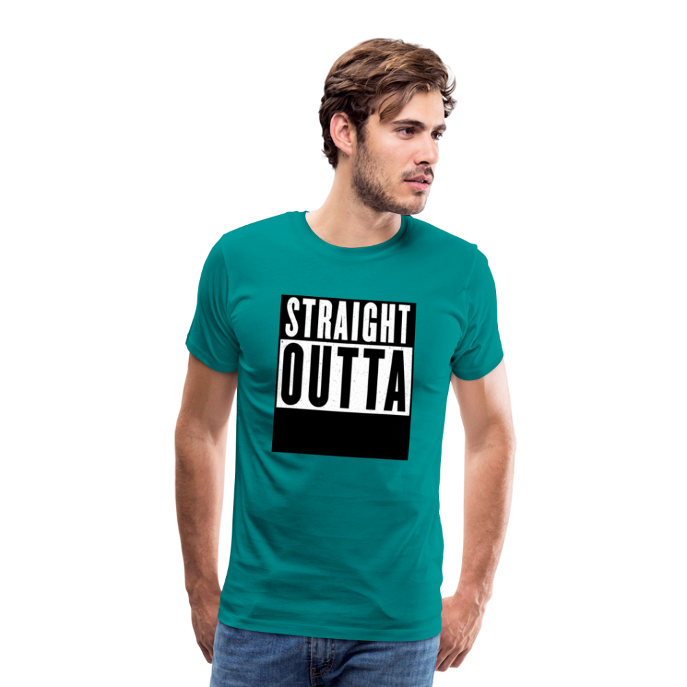 Straight Outta customizable personalized design template Men's Premium T-Shirt add your own photos, images, designs, quotes, texts, and more - teal