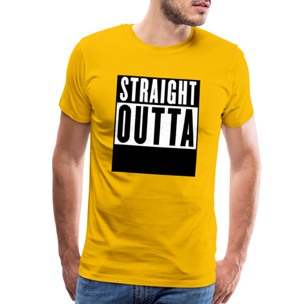 Straight Outta customizable personalized design template Men's Premium T-Shirt add your own photos, images, designs, quotes, texts, and more - sun yellow