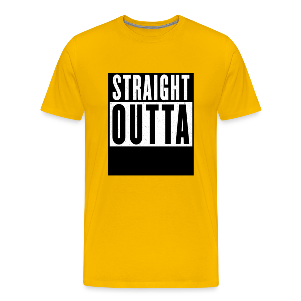 Straight Outta customizable personalized design template Men's Premium T-Shirt add your own photos, images, designs, quotes, texts, and more - sun yellow