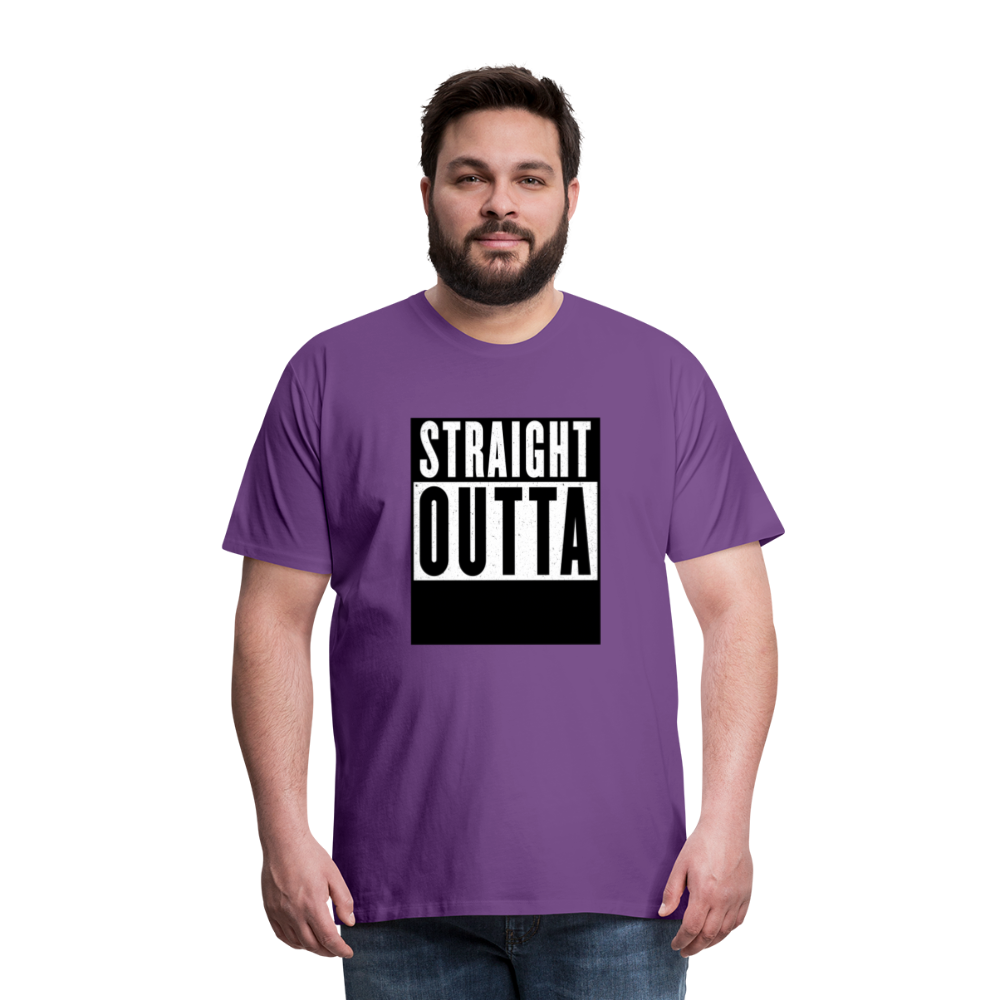 Straight Outta customizable personalized design template Men's Premium T-Shirt add your own photos, images, designs, quotes, texts, and more - purple