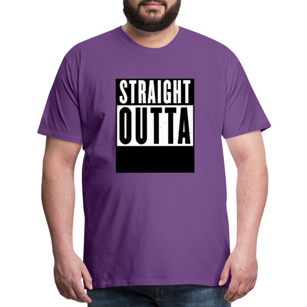 Straight Outta customizable personalized design template Men's Premium T-Shirt add your own photos, images, designs, quotes, texts, and more - purple