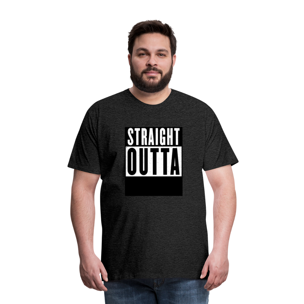 Straight Outta customizable personalized design template Men's Premium T-Shirt add your own photos, images, designs, quotes, texts, and more - charcoal grey
