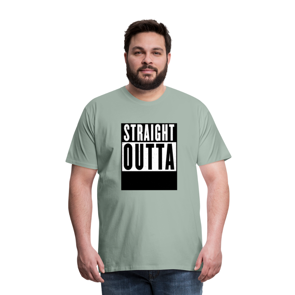 Straight Outta customizable personalized design template Men's Premium T-Shirt add your own photos, images, designs, quotes, texts, and more - steel green