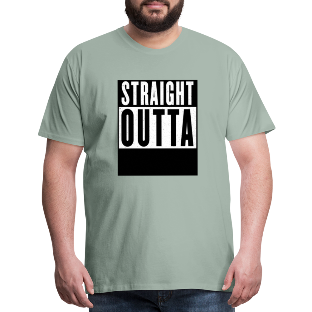 Straight Outta customizable personalized design template Men's Premium T-Shirt add your own photos, images, designs, quotes, texts, and more - steel green