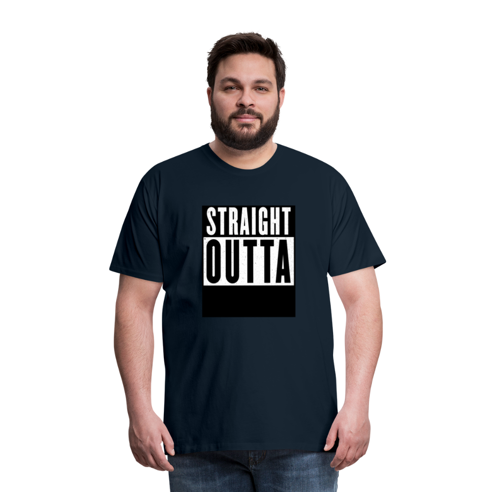 Straight Outta customizable personalized design template Men's Premium T-Shirt add your own photos, images, designs, quotes, texts, and more - deep navy