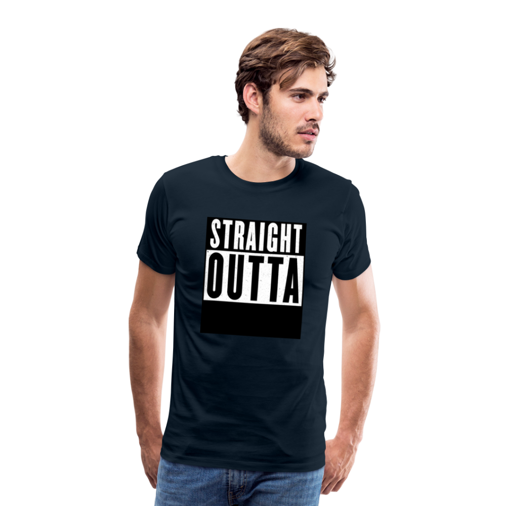 Straight Outta customizable personalized design template Men's Premium T-Shirt add your own photos, images, designs, quotes, texts, and more - deep navy