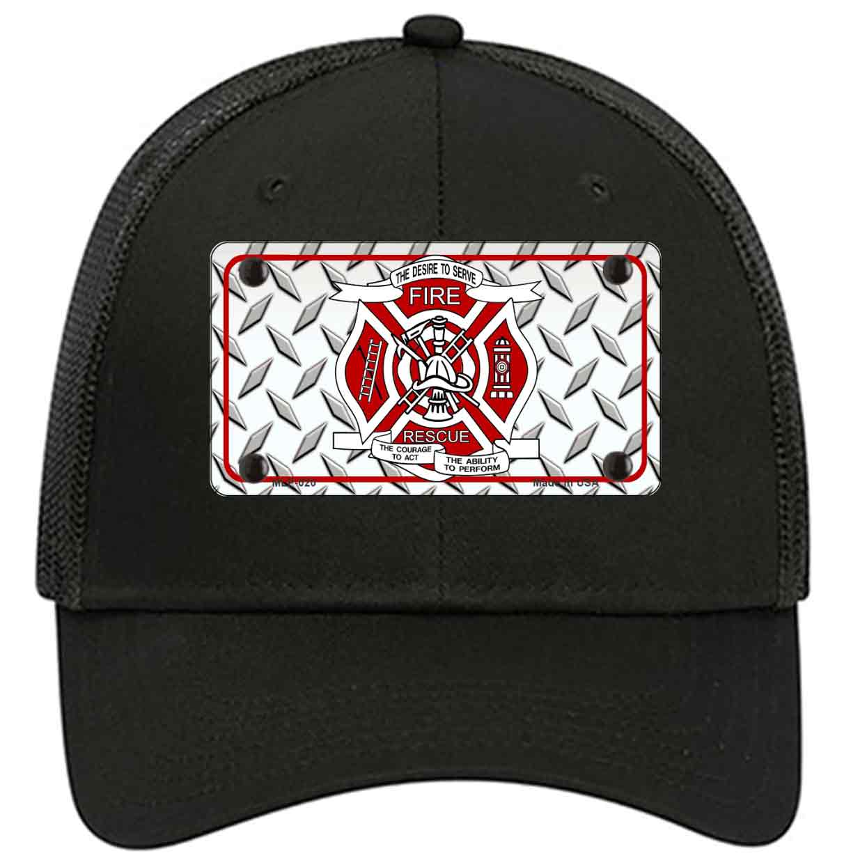 Fire Fighter Rescue Novelty Black Mesh License Plate Hat