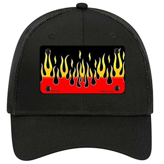 Flames Novelty Black Mesh License Plate Hat