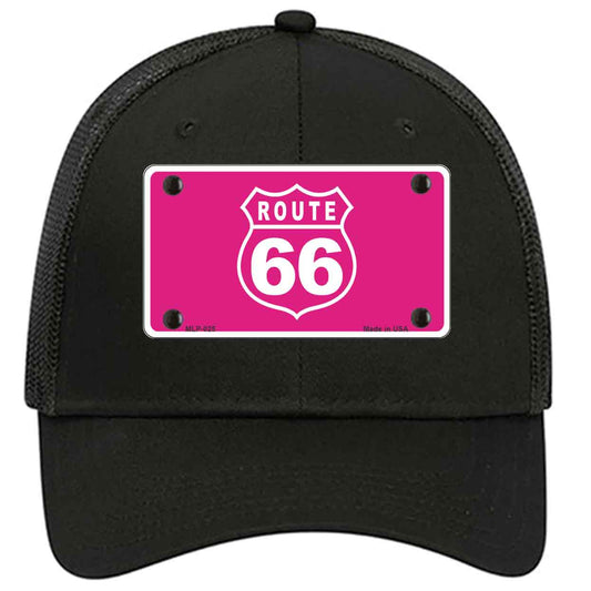 US Route 66 Pink Novelty Black Mesh License Plate Hat