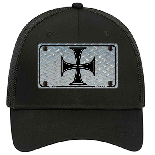 Maltese Cross Novelty Black Mesh License Plate Hat