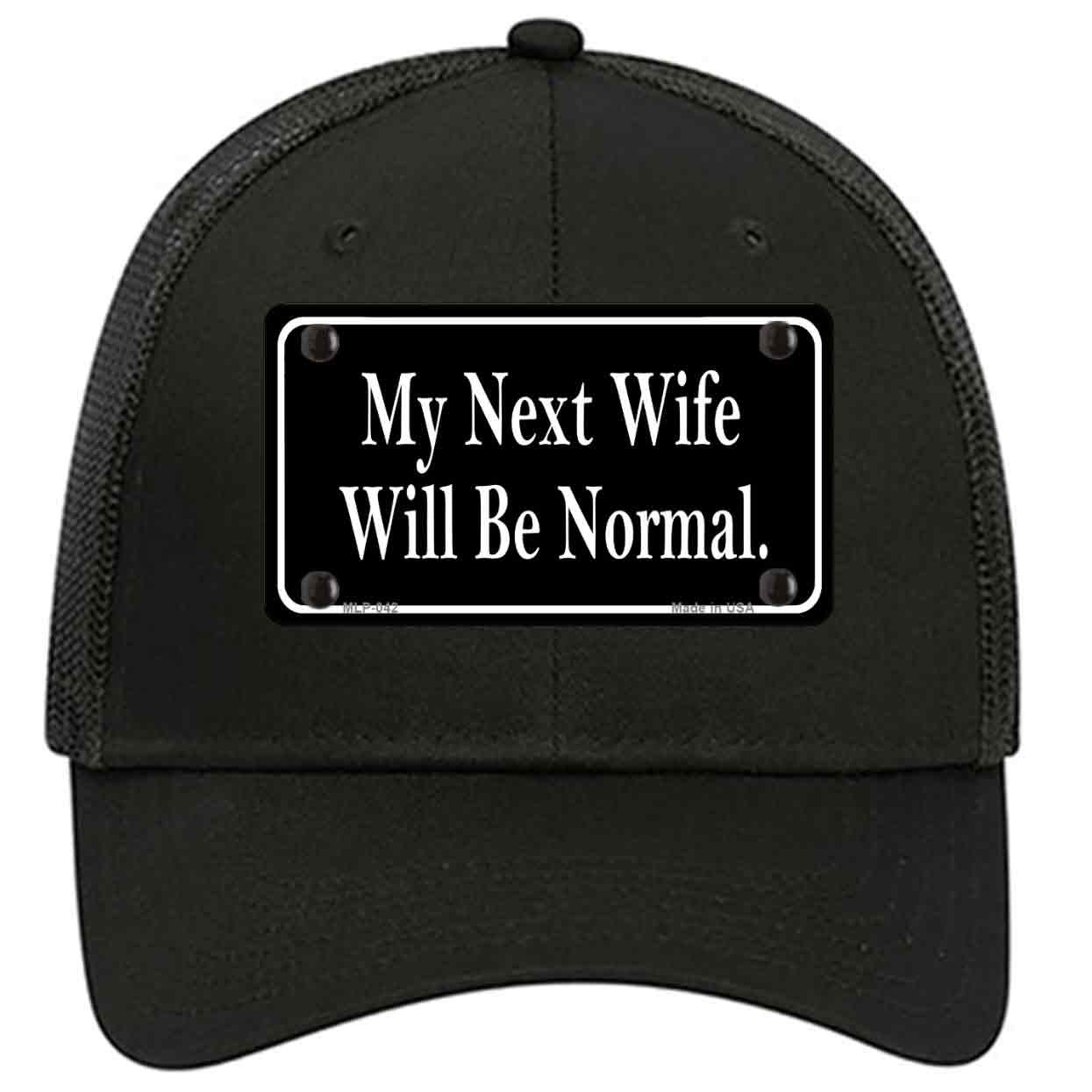 My Next Wife Novelty Black Mesh License Plate Hat