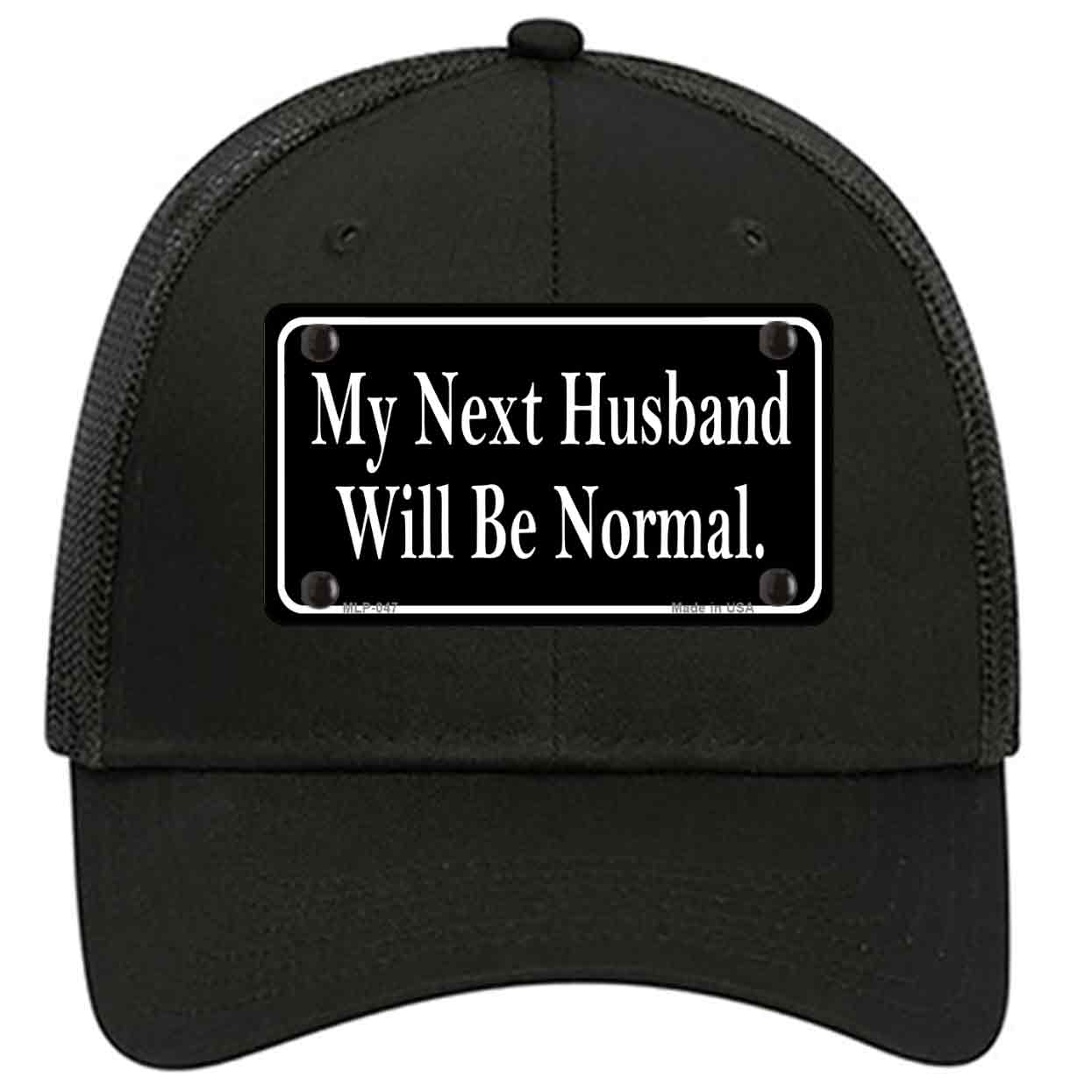 My Next Husband Novelty Black Mesh License Plate Hat