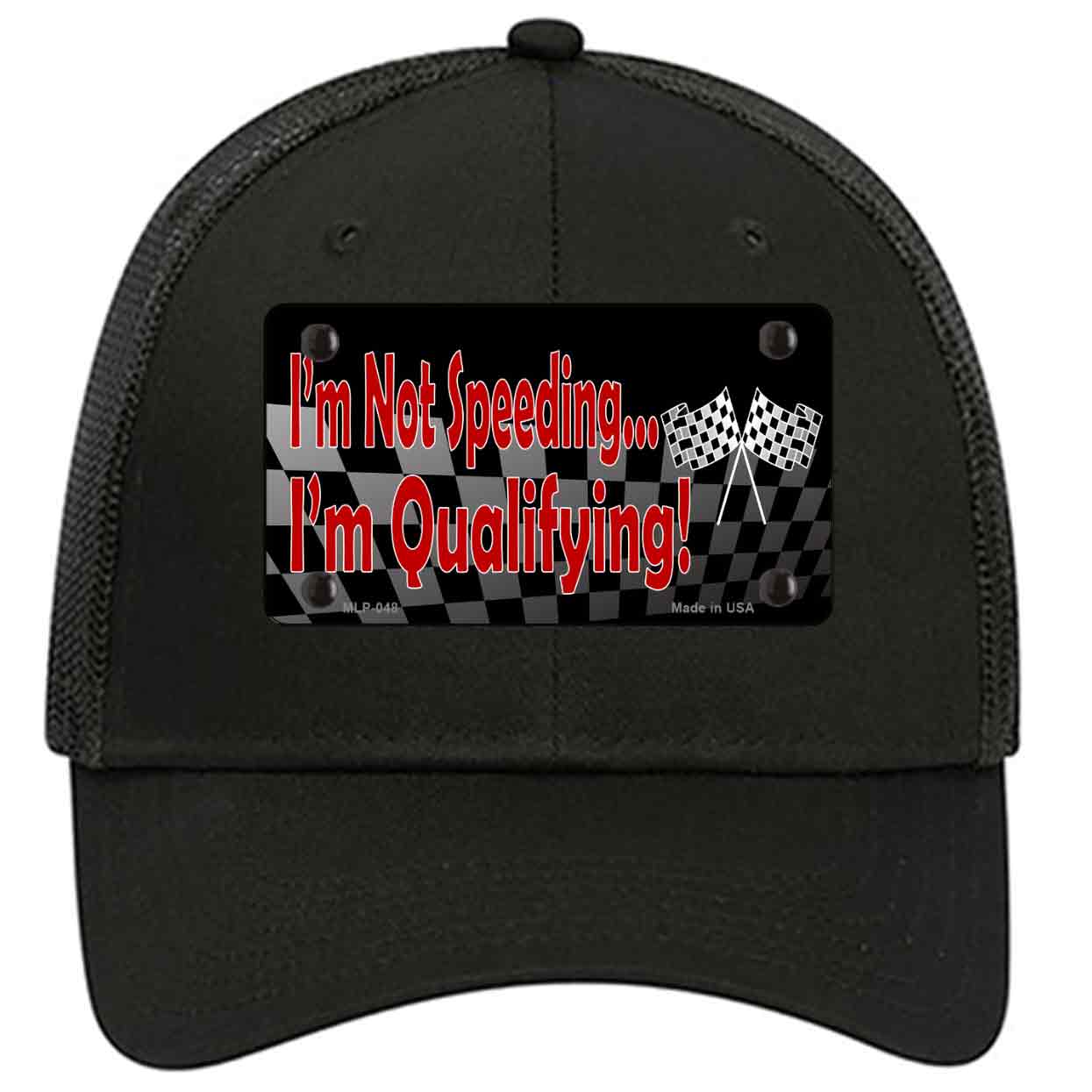 Im Qualifying Novelty Black Mesh License Plate Hat