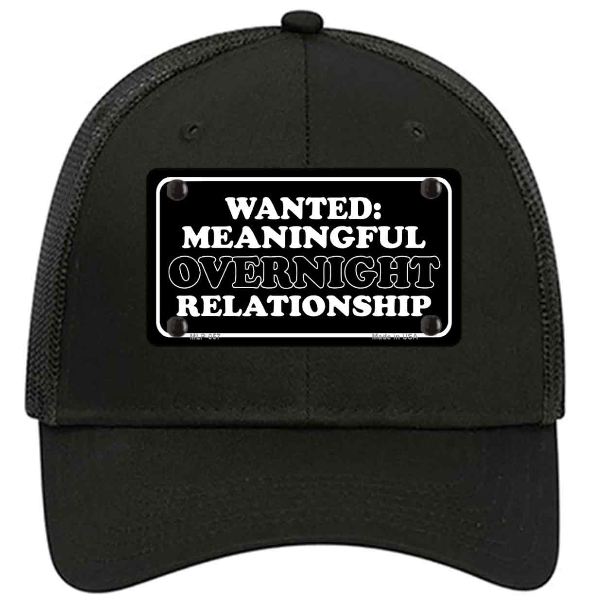 Wanted Meaningful Overnight Relationship Novelty Black Mesh License Plate Hat