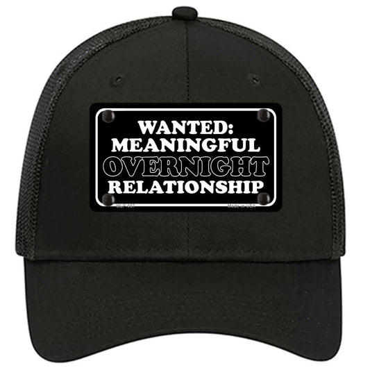 Wanted Meaningful Overnight Relationship Novelty Black Mesh License Plate Hat