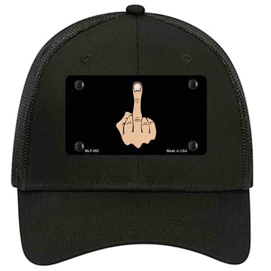 Middle Finger Novelty Black Mesh License Plate Hat