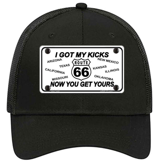 I Got My Kicks Novelty Black Mesh License Plate Hat