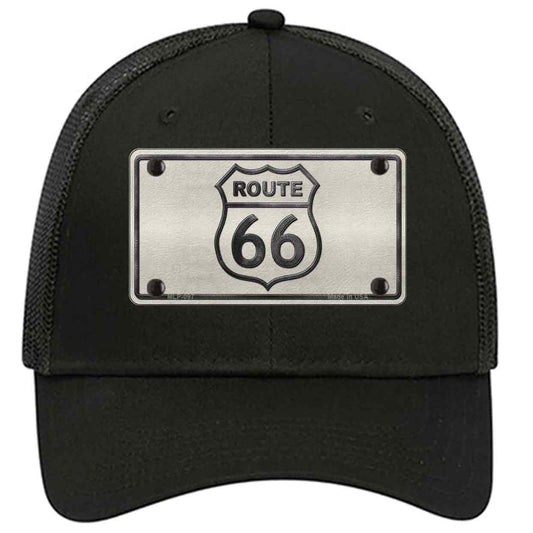 Route 66 Shield White Novelty Black Mesh License Plate Hat