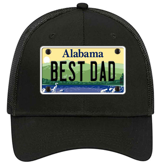 Best Dad Alabama Novelty Black Mesh License Plate Hat