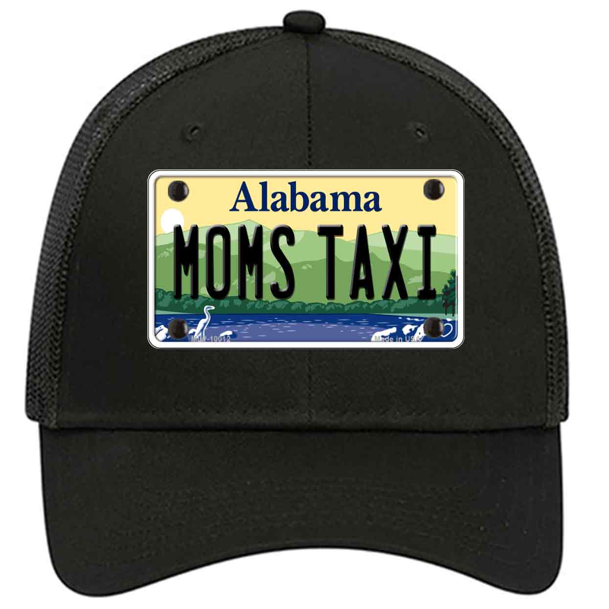 Moms Taxi Alabama Novelty Black Mesh License Plate Hat