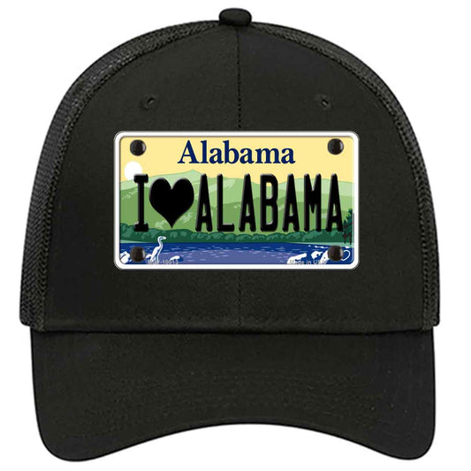 I Love Alabama Novelty Black Mesh License Plate Hat