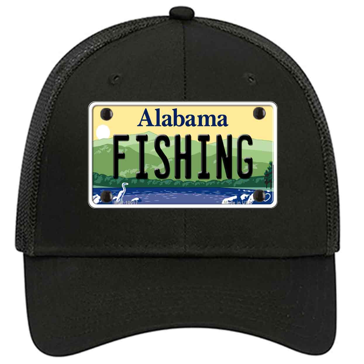 Fishing Alabama Novelty Black Mesh License Plate Hat