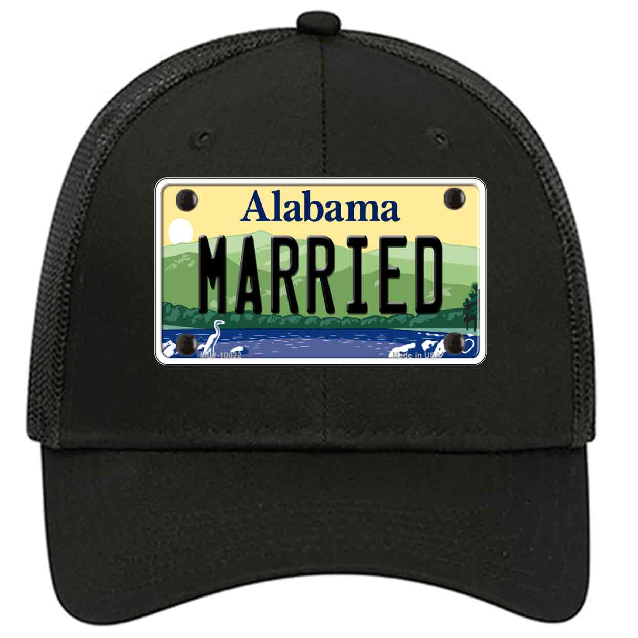 Married Alabama Novelty Black Mesh License Plate Hat