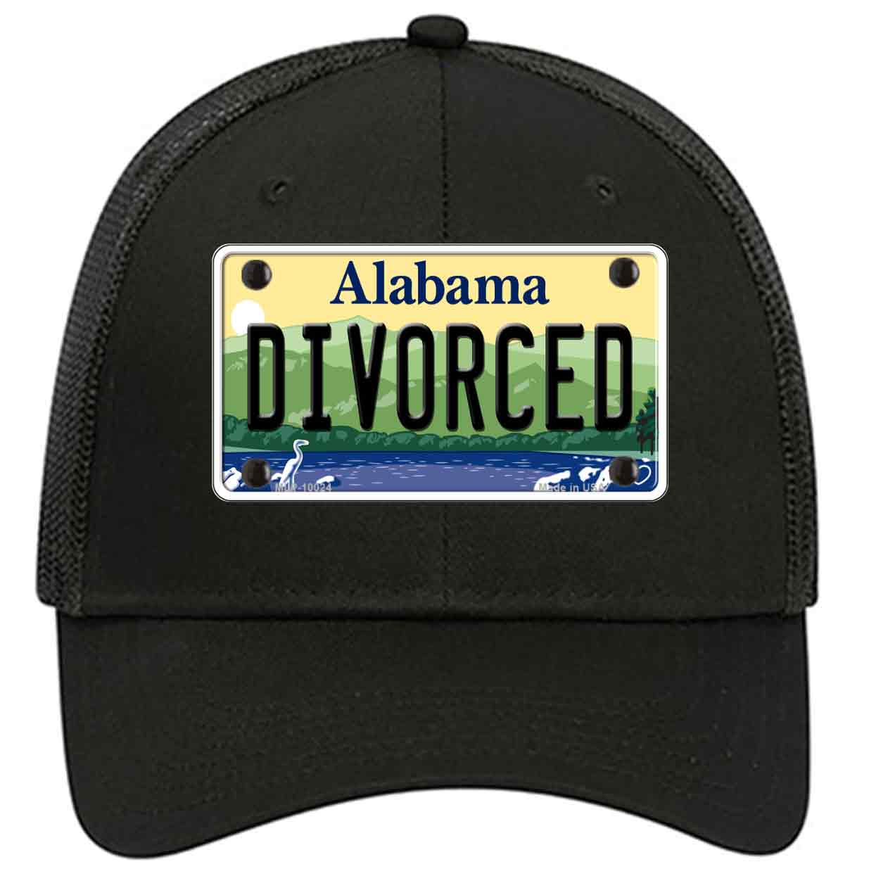 Divorced Alabama Novelty Black Mesh License Plate Hat