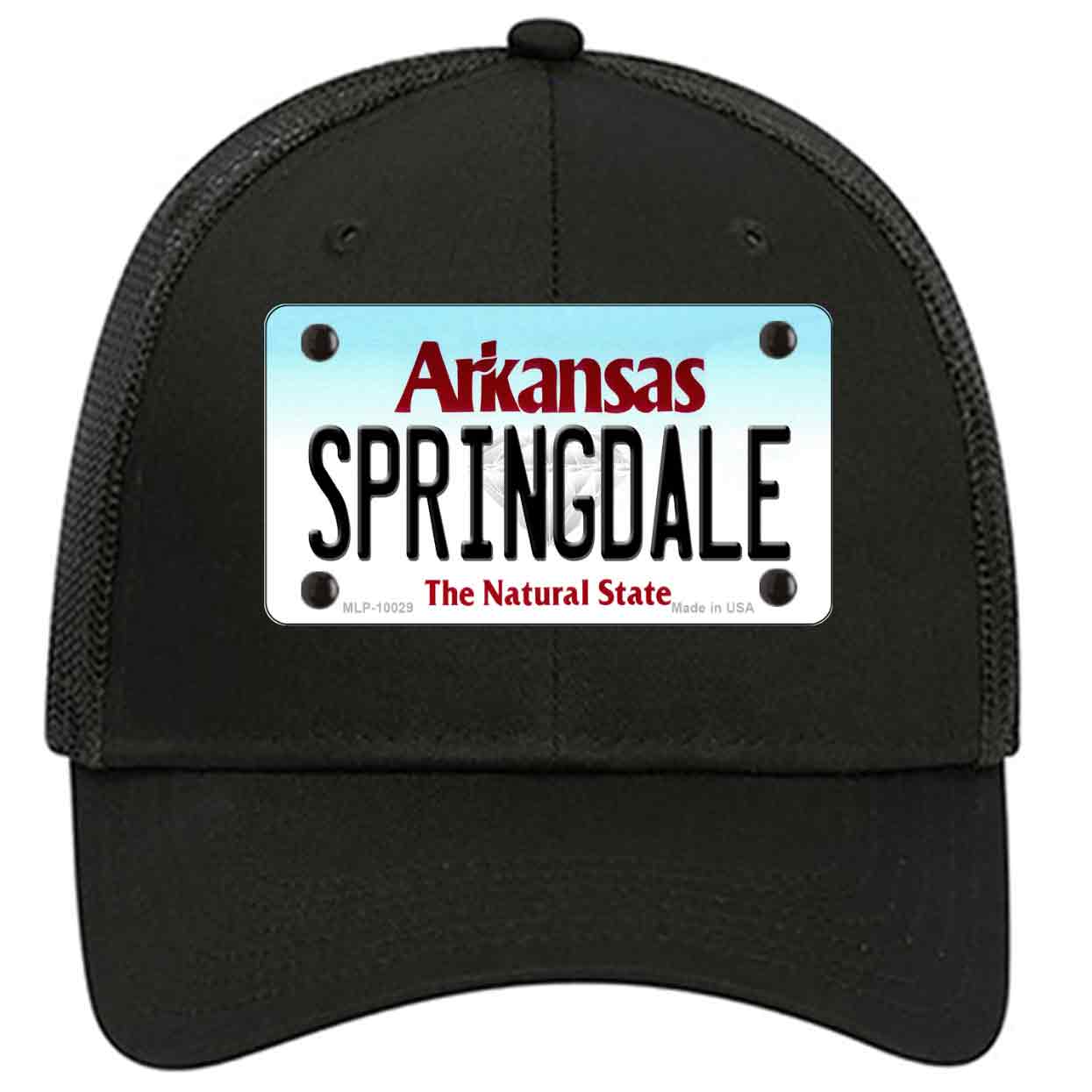 Springdale Arkansas Novelty Black Mesh License Plate Hat