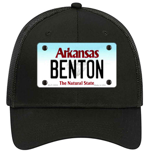 Benton Arkansas Novelty Black Mesh License Plate Hat